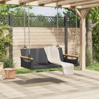 Schommelbank 109x62x40 cm poly rattan zwart - thumbnail