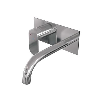 Chrome Edition inbouw wastafelmengkraan met gebogen uitloop en afdekplaat - Model C2