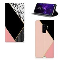 Samsung Galaxy S9 Plus Stand Case Zwart Roze Vormen - thumbnail