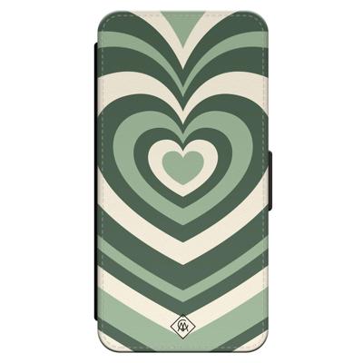 iPhone 16 flipcase - Hart swirl groen