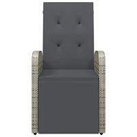 Tuinstoelen 2 st verstelbaar met kussens poly rattan grijs - thumbnail
