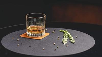 Cookinglife Onderzetters - Vegan leer - Zwart / Cognac - dubbelzijdig - 10 x 10 cm - 6 stuks