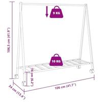 VidaXL Kledingrek met schappen en wielen 106x34x106,5 cm bamboe - thumbnail