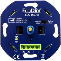 EcoDim - LED Dimmer - ECO-DIM.01 - Fase Aan- en Afsnijding RLC - Inbouw - Enkel Knop - 0-300W - thumbnail