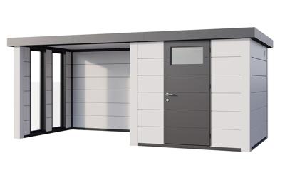 Telluria | Tuinhuis Classico 2424 met Overkapping Lounge Small met Ramen | Links | Wit