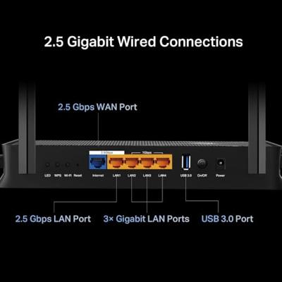 TP-Link WiFi 7 Archer BE3600 draadloze router BE3600Mbps dual-band, 2 poorten × 2,5 Gbit/s, Tri-Band, 2 × 2 MU-MIMO, OFDMA, MLO, WiFi 7 zonder vorige, compatibel met EasyMesh, HomeShield, VPN