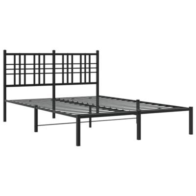 Bedframe met hoofdbord metaal zwart 140x200 cm - thumbnail