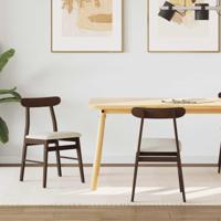 Eetkamerstoel 2 pcs Lichtbruin en Licht Massief Rubberhout - thumbnail