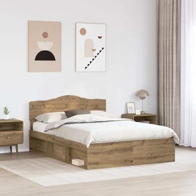Bedframe Ambachtelijk eiken 140 x 200 cm Massief grenenhout