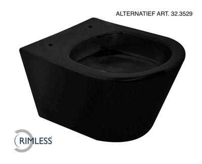 Wiesbaden Wandcloset Vesta Rimless 52 cm Mat Zwart