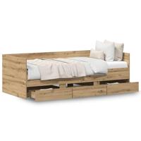 Dagbedframe met lades artisanaal eikenkleurig 90 x 190 cm - thumbnail