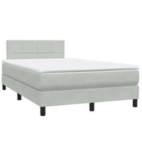 Boxspring met matras fluweel lichtgrijs 120x210 cm - thumbnail