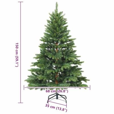Kunstkerstboom met 150 LED met standaard Groen 150 cm PE en PVC
