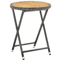 VidaXL Tafeltje 60 cm poly rattan en massief acaciahout grijs - thumbnail