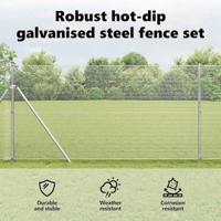 VidaXL Afrasteringspaal zilver 25 x 1 m (12 x 12 mm gaas) staal - thumbnail