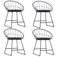 Eetkamerstoelen met kunstleren zittingen 4 st staal zwart - thumbnail