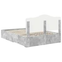 Bedframe met hoofdeinde Beton Grijs 140 x 200 cm Bewerkt hout - thumbnail