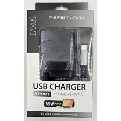 Eaxus USB-oplader 65 W 2x USB-A, 2x USB-C USB PD Zwart