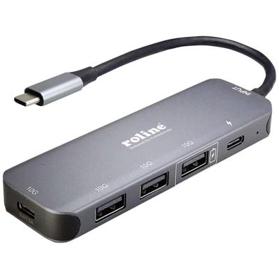 ROLINE USB 3.2 Gen 2 Hub, 4-voudig, Type-C aansluitkabel ROLINE USB 3.2 Gen 2 Hub, 4-voudig, Type-C aansluitkabel