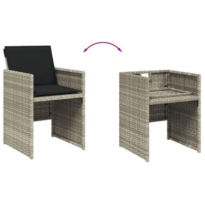 5-delige Tuinset met kussens poly rattan lichtgrijs