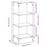 VidaXL Opbergrek met zwart glazen blad 40x30x95 cm staal - thumbnail