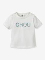 T-shirt baby letters in Liberty® stof - Biologisch katoen CYRILLUS groen, bedrukt - thumbnail