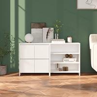 2 st Dressoirs bewerkt hout wit - thumbnail