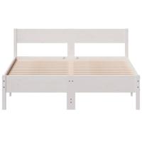 Bedframe met hoofdbord massief grenenhout wit 140x200 cm - thumbnail