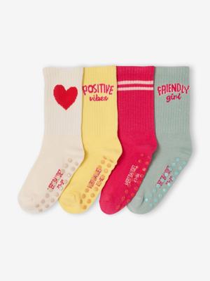 Set van 4 antislip sokken voor meisjes rozen