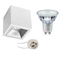 Philips Opbouwspot Vierkant GU10 Mat Wit/Zilver - DimTone Dimbaar - 90mm - thumbnail