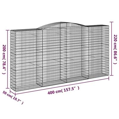 Schanskorven 9 st gewelfd 400x50x200/220 cm ijzer
