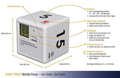TFA Dostmann Timer Cube Timer Wit Digitaal - thumbnail