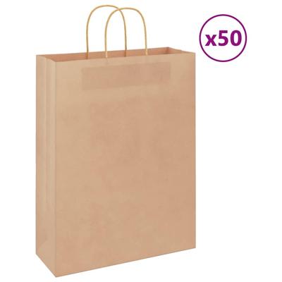 VidaXL Papieren zakken 50 st met hengsels 32x12x42 cm bruin