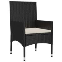 4-delige Loungeset met kussens poly rattan zwart - thumbnail