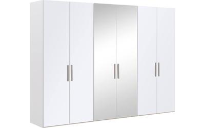 Goossens Kledingkast Easy Storage Ddk, Kledingkast 304 cm breed, 220 cm hoog, 4x glas draaideur en 2x spiegel draaideur midden Goossens Kledingkast Easy Storage Ddk, Kledingkast 304 cm breed, 220 cm hoog, 4x glas draaideur en 2x spiegel draaideur midden