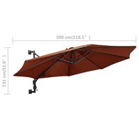 VidaXL Wandparasol met metalen paal 300 cm terracottakleurig - thumbnail
