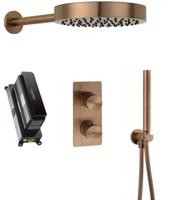 Ben Engraved Line inbouw regendoucheset Ø25cm met staafhanddouche geborsteld koper pvd - thumbnail