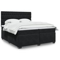 Boxspring met matras fluweel zwart 200x200 cm - thumbnail
