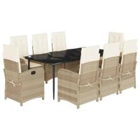 9-delige Tuinset met kussens poly rattan beige - thumbnail