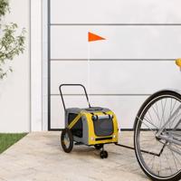 Hondenfietstrailer oxford stof en ijzer geel en zwart - thumbnail