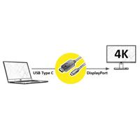 VALUE USB type C - DisplayPort adapterkabel, v1.2, M/M, 2 m - thumbnail