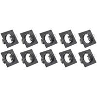 Spot Armatuur 10 Pack - Trion - GU10 Inbouwspot - Vierkant - Zwart - Aluminium - Kantelbaar 80mm - thumbnail