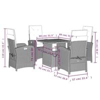5-delige Tuinset met kussens poly rattan zwart - thumbnail