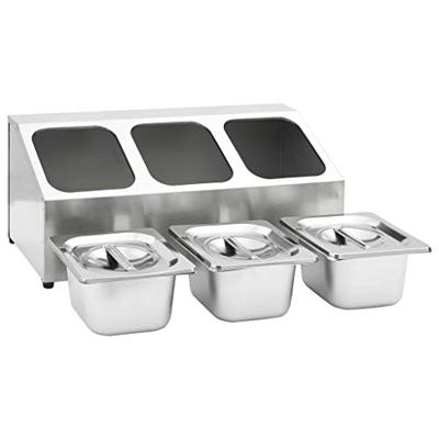 Gastronormbakkenhouder met 3 GN 1/6 bakken roestvrij staal Gastronormbakkenhouder met 3 GN 1/6 bakken roestvrij staal
