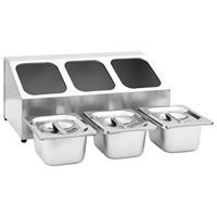 Gastronormbakkenhouder met 3 GN 1/6 bakken roestvrij staal - thumbnail