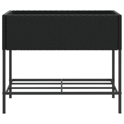 VidaXL Plantenbakken met schap 2 st 90x40x75 poly rattan zwart