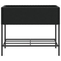 VidaXL Plantenbakken met schap 2 st 90x40x75 poly rattan zwart - thumbnail