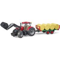 Case IH Optum 300CVX met voorlader en balentransport incl. 8 ronde balen van Bruder - thumbnail