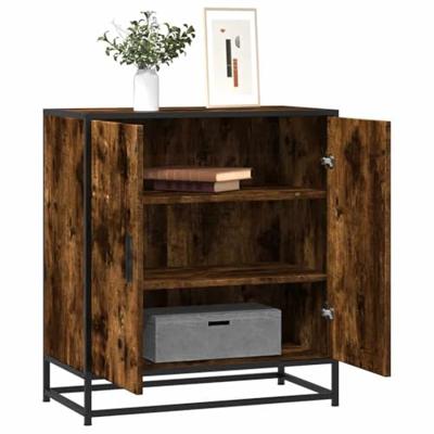 Dressoir 68x35x76 cm bewerkt hout en metaal gerookt eiken