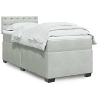 Boxspring met matras fluweel lichtgrijs 90x190 cm - thumbnail